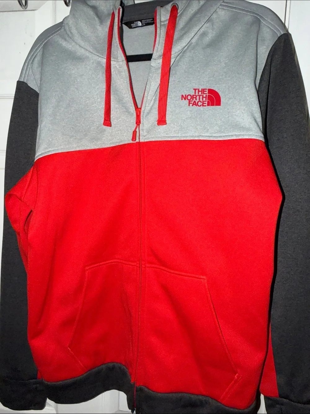 The North Face Red, Gray & Black Men's Zip-Up Fleece Jacket